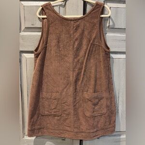 Corduroy Pocket overall Dress in Warm Brown